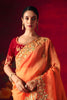 Orange Floral Embroidered Silk Saree with Contrast Maroon Blouse