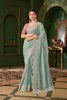  Mint Green Saree Pink Blouse Festive Wear