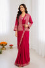 Rani Pink Designer Saree Heavy Embroidered Jacket Golden Border
