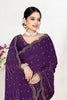 Deep Purple Silk Saree with Zari Embroidered Border Buti Work