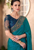 Teal Green Designer Saree Embroidered Lace Border Sequined Blouse