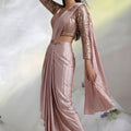 Blush Pink Ready to Wear Designer Saree Sequins Embroidered Blouse