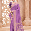 Royal Purple Kanjivaram Silk Saree with Gold Zari Border 
