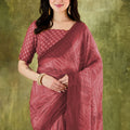 Elegant Wine Woven Designer Saree with Matching Blouse