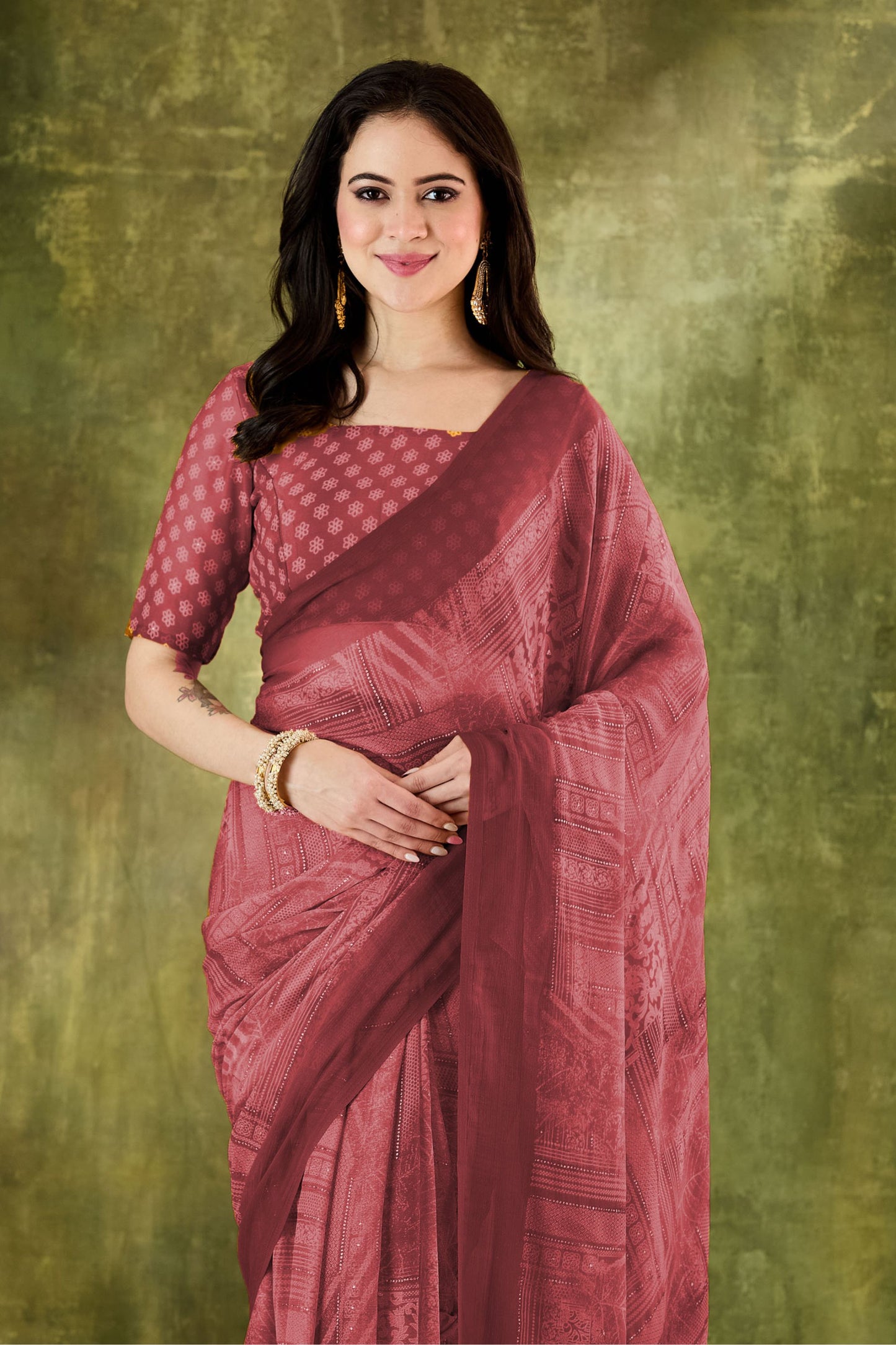 Elegant Wine Woven Designer Saree with Matching Blouse