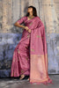 Premium Rose Pink Banarasi Silk Saree with Rich Zari Woven Border