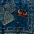Blue Georgette Saree with Heavy Sequins Embroidery Blouse