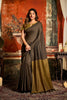 Dark Brown and Olive Dual Tone Silk Saree with Minimal Design