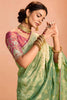 Pastel Green Soft Silk Saree with Woven Butti Designer Blouse
