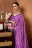 Purple Bandhani Print Saree with Mirror Work Designer Saree