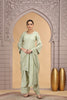 Elegant Green Satin Silk Embroidered Salwar Suit with Matching Dupatta