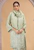 Elegant Green Satin Silk Embroidered Salwar Suit with Matching Dupatta