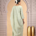 Elegant Green Satin Silk Embroidered Salwar Suit with Matching Dupatta