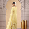 Beautiful Yellow Satin Silk Embroidered Salwar Suit with Matching Dupatta