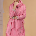 Charming Pink Satin Silk Embroidered Salwar Suit with Matching Dupatta