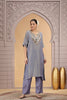 Trendy Grey Satin Silk Embroidered Kurti for Festive and Wedding Wear