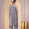 Trendy Grey Satin Silk Embroidered Kurti for Festive and Wedding Wear