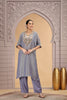 Trendy Grey Satin Silk Embroidered Kurti for Festive and Wedding Wear