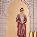 Elegant Magenta Satin Silk Embroidered Kurti for Festive and Wedding Wear