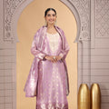 Elegant Pink Organza Printed Readymade Salwar Suit with Dupatta for Women