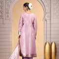 Elegant Pink Organza Printed Readymade Salwar Suit with Dupatta for Women