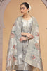 Stylish Grey Organza Printed Readymade Salwar Suit with Dupatta for Women