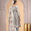 Stylish Grey Organza Printed Readymade Salwar Suit with Dupatta for Women