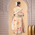 Delicate Gold Organza Printed Readymade Salwar Suit with Dupatta for Women
