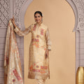 Delicate Gold Organza Printed Readymade Salwar Suit with Dupatta for Women