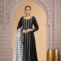 Glorious Black Chiffon Readymade Salwar Suit with Printed Dupatta for Women