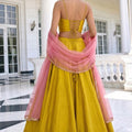 Elegant Mustard Yellow Vichitra Silk Readymade Lehenga Choli with Soft Net Dupatta