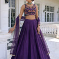 Stylish Purple Vichitra Silk Readymade Lehenga Choli with Soft Net Dupatta