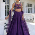 Royal Purple Silk Designer Lehenga Choli with Embroidery Work and Dupatta