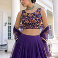 Stylish Purple Vichitra Silk Readymade Lehenga Choli with Soft Net Dupatta