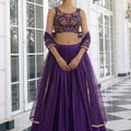 Stylish Purple Vichitra Silk Readymade Lehenga Choli with Soft Net Dupatta