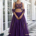 Royal Purple Silk Designer Lehenga Choli with Embroidery Work and Dupatta
