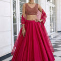 Stunning Rani Pink Vichitra Silk Readymade Lehenga Choli with Soft Net Dupatta