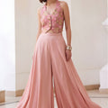 Elegant Blush Pink Readymade Waistcoat Palazzo Set for Party Wear