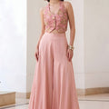 Elegant Blush Pink Readymade Waistcoat Palazzo Set for Party Wear