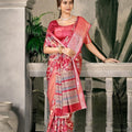 Designer Banarasi Silk Saree in Red for Wedding Festive Wear