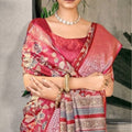 Designer Banarasi Silk Saree in Red for Wedding Festive Wear