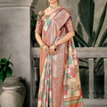 Elegant Beige Banarasi Silk Saree Wedding Festive Wear
