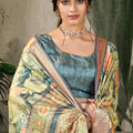 Designer Multicolor Banarasi Silk Saree with Rich Copper Zari Border for Wedding