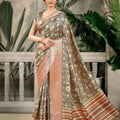Elegant Brown Banarasi Silk Saree Wedding Festive Wear