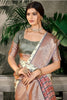 Elegant White Banarasi Silk Saree with Checked Pallu for Wedding