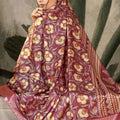 Maroon Banarasi Silk Saree with Golden Floral Weaving  for Wedding Festive Wear