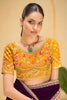 Purple Georgette Saree with Heavy Embroidered Yellow Blouse