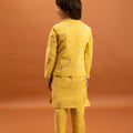 Charming Mustard Yellow Viscose Silk Embroidered Kurta Set with Floral Nehru Jacket