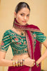 Wine Color Georgette Saree with Heavy Embroidered Green Blouse