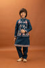 Elegant Teal Blue Viscose Silk Embroidered Kurta Set with Floral Nehru Jacket